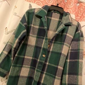 •Womens Olive Green and Grey Shacket